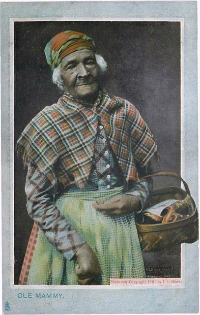 Ole Mammy - carrying a basket of goods postcard