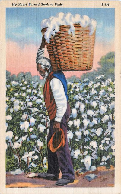 My Heart Turned Back to Dixie - Black man Carrying Cotton