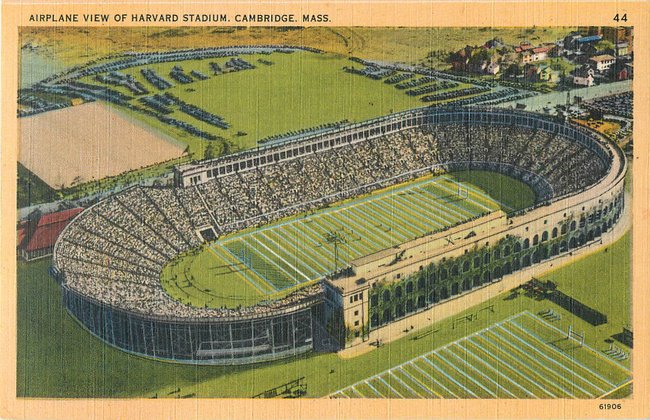 Airplane view of Harvard Stadium, Cambridge, Mass