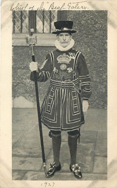 British Guard Postcard 1927 written on the front of Card