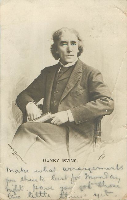Henry Irving an Alfred Ellis & Wallery Postcard Postmarked 1902