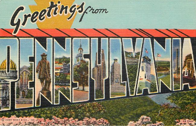 Greetings from Pennsylvania Large Letter Postcard