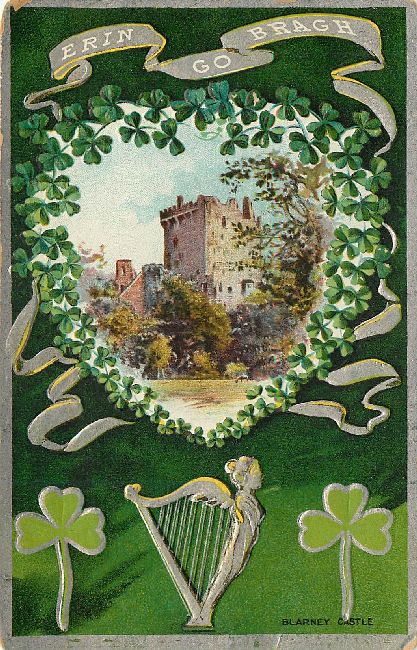 St. Patrick's Day Postcard-Erin Go Bragh-Blarney Castle