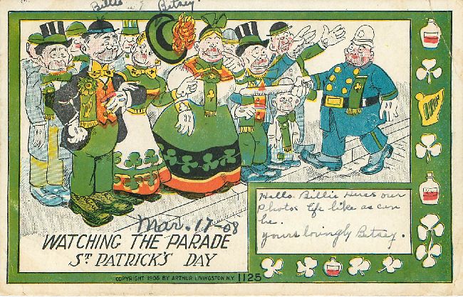 St. Patrick's Day Postcard-Watching the Parade-Dated Mar. 17-08