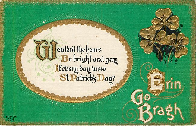 St. Patrick's Day Postcard-Erin Go Bragh