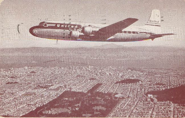 Untied Airlines DC-6 Mainliner Airplane Postcard