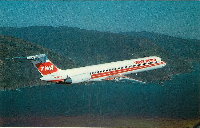 Trans World Airlines Postcard-McDonnell Douglas Super 80.