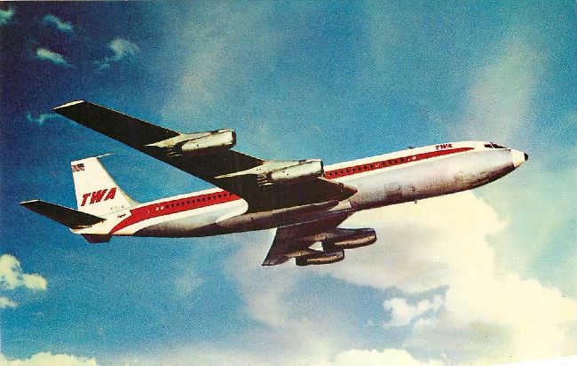 Trans World Airlines Postcard-"TWA Superjet-Boeing 707"