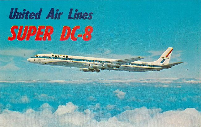United Airlines Postcard-Super DC-8