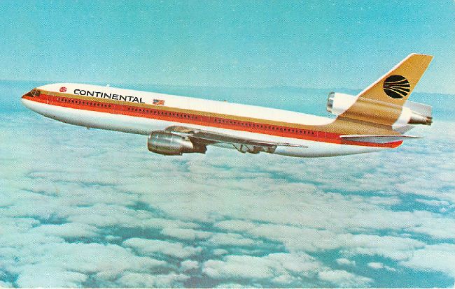 Continental Airlines Postcard-Continental DC-10