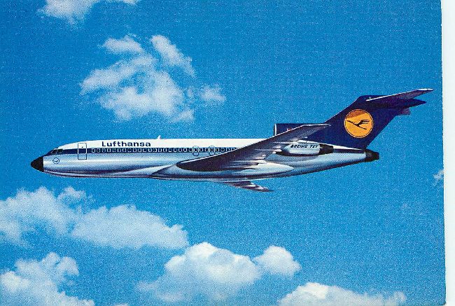 Lufthansa Airline Postcard Boeng 727 Europa Jet