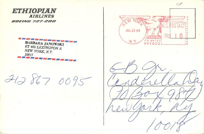Ethiopian Airlines Boeing 727-200 Plane Postcard
