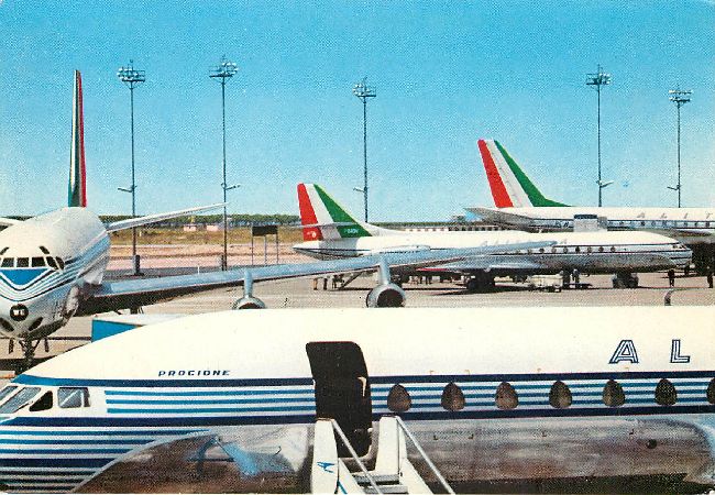 Alitalia Airlines DC-8 Plane Postcard