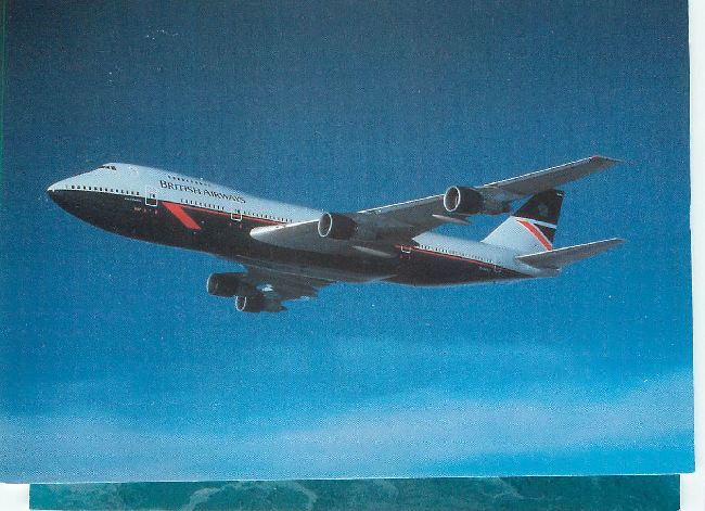 British Airways 747 Plane in Flight over the Atlantic Ocean