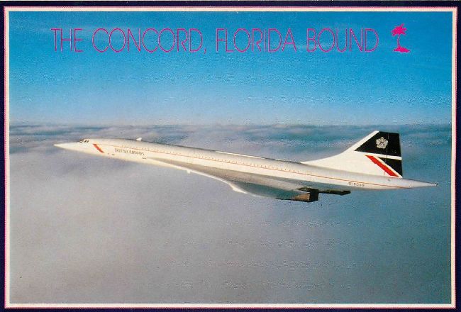 British Airways Postcard The Concord Florida Bound