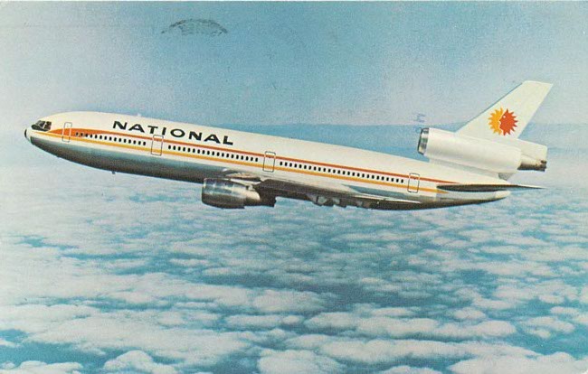 National Airlines DC-10 Jet Postcard Postmarked in 1977