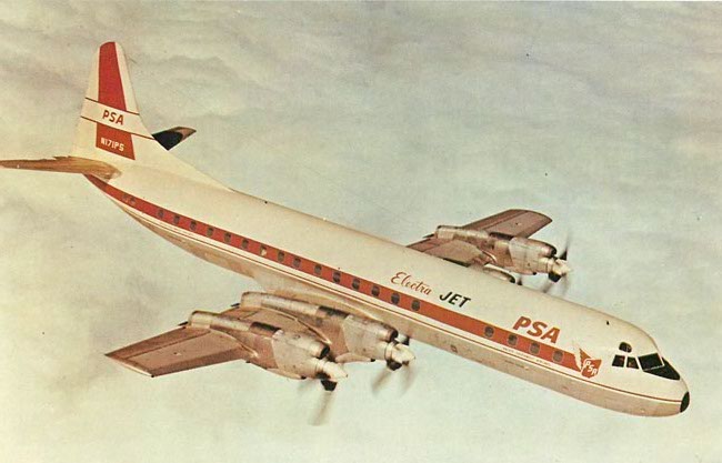 PSA Pacific Southwest Airlines Postcard Lockheed L-188C Electra
