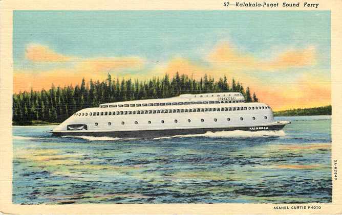 Kalakala Puget Ferry Boat Postcard C.T. Art-Colortone Card