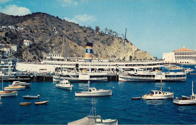 The Steamer Pier at Avalon Catalina Island, CA Boat Postcard