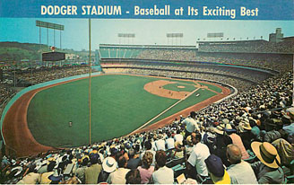 Baseball Postcard - Dodger Stadium-Baseball at Its Exciting Best