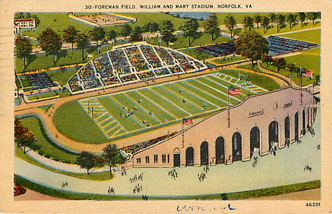 Football Postcard - Foreman Field, Wiliam and Mary Stadium