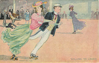 Roller Skating Series No. 7 Postcard - Willing to Learn!