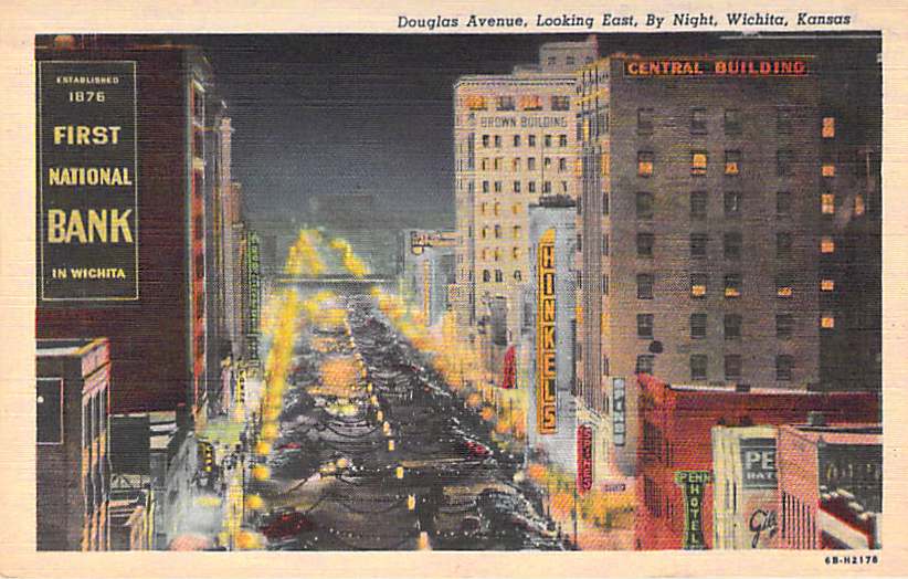 Douglas Avenue, Looking East, By Night, Wichita, Kansas