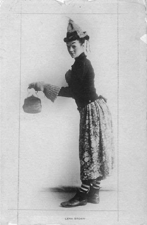 Lena Brown in Costume with Clown Face Holding Purse Postcard