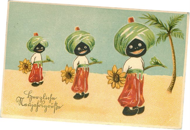 Three Black Kids with Sunflowers postcard