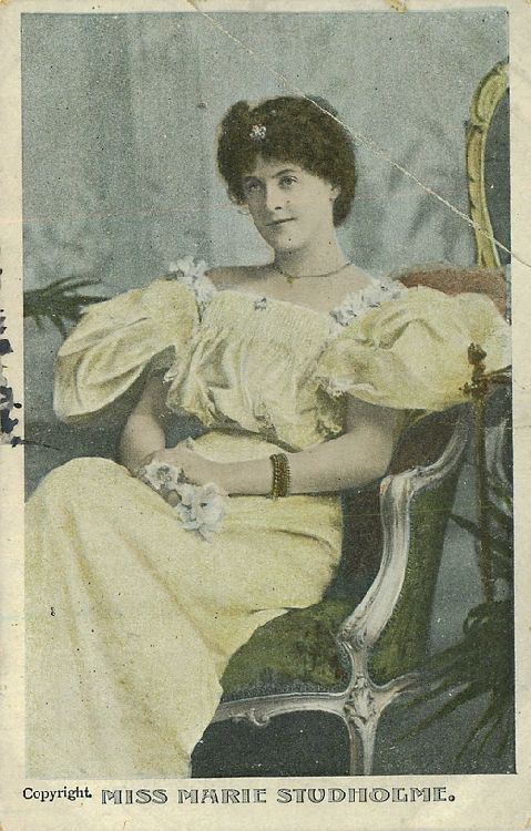 Miss Marie Studholme in Green Chair Postcard