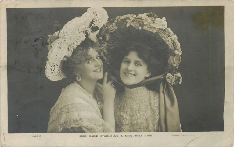 Miss Marie Studholme & Miss Zena Dare - No. 1862 B Postcard