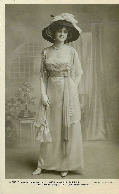 Miss Gertie Millar as "Mary Gibbs" - No. 11507 D Postcard