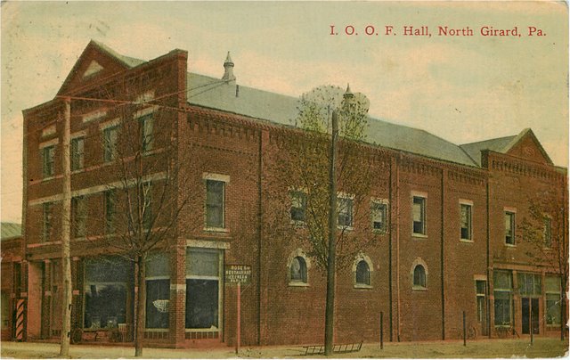 I.O.O.F. Hall, North Girard, PA Club Postcard