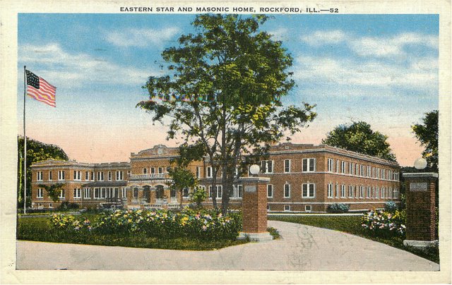 Eastern Star And Mosonic Home Rockford IL Club Postcard