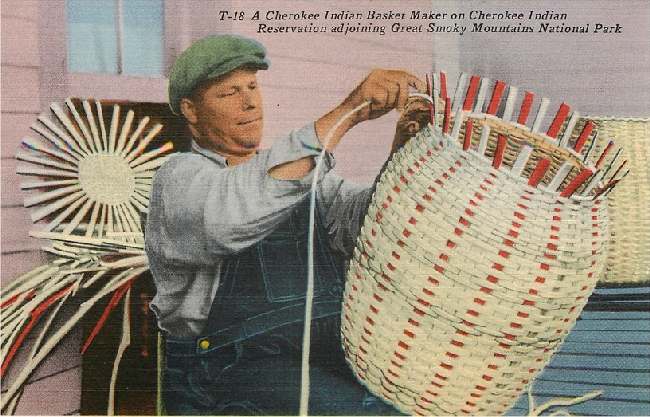 A Cherokee Indian Basket Maker on Cherokee Indian Reservation