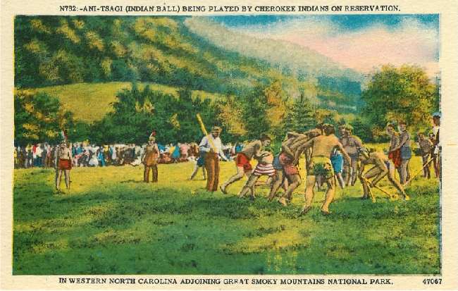 Ani-Tsagi (Indian Ball) Being Played By Cherokee Indians