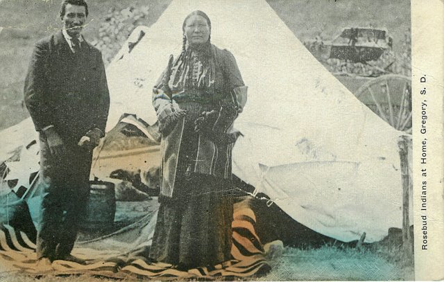 Rosebud Indians at Home Gregory S.D. Postcard