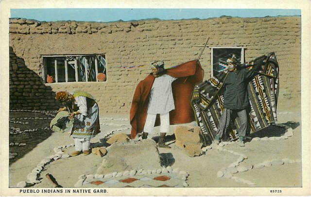 Pueblo Indians In Native Garb Postcard