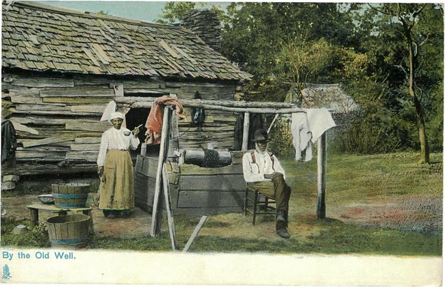 Black Americana Postcard - By the Old Well - No. 2421