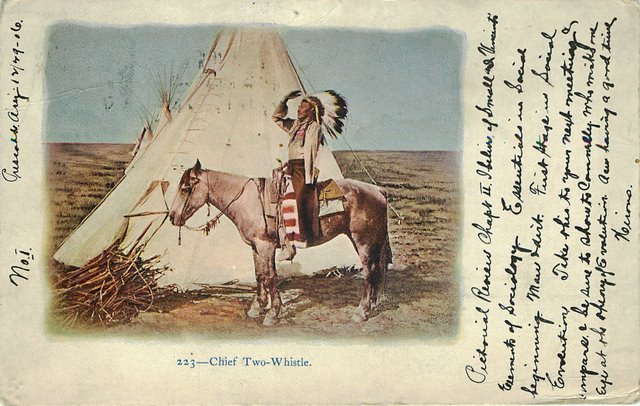 Chief Two Whistle Indian Postcard