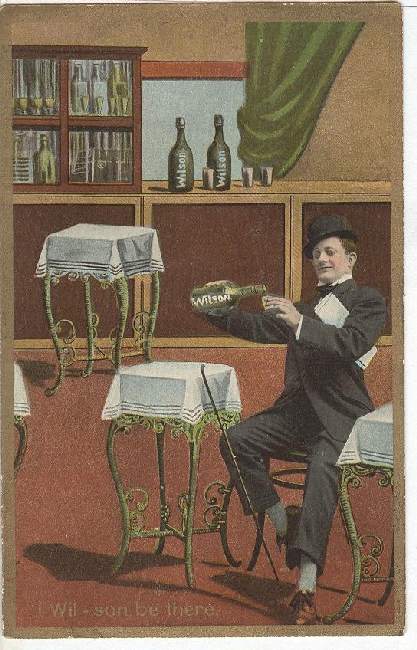 Alcohol Postcard - I Wil - soo be there. Postmarked 1909