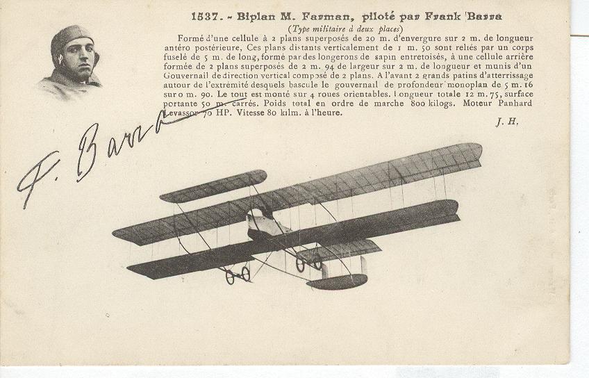 1537-Biplan M. Fanman, pilote par Frank Barra SIGNED