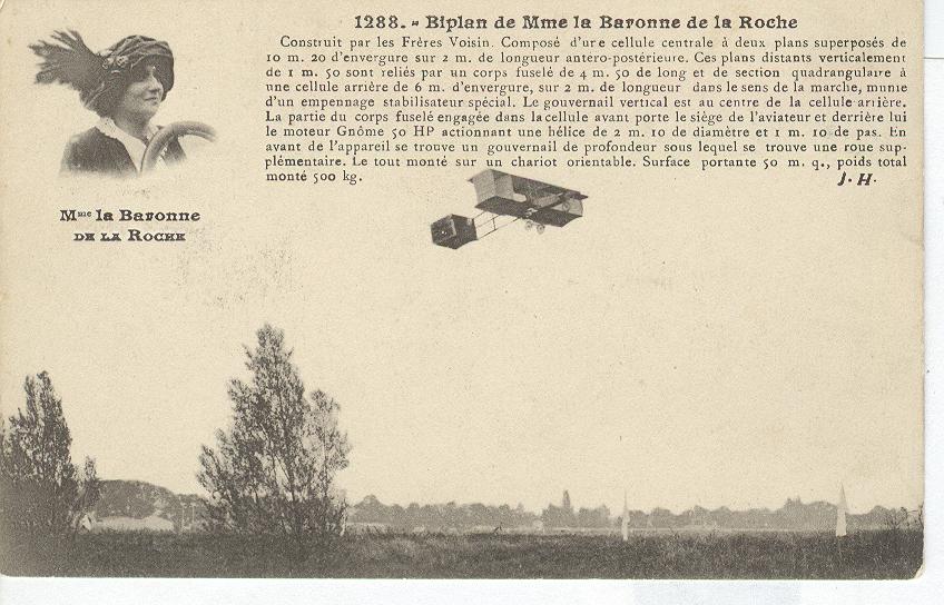 1288- Biplan de mme la Baronne de la Roche