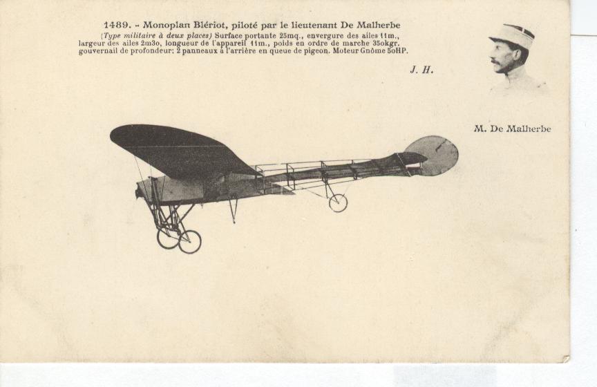 1489 Monoplan Bieriot Pilot par le lieutenant De Malherbe