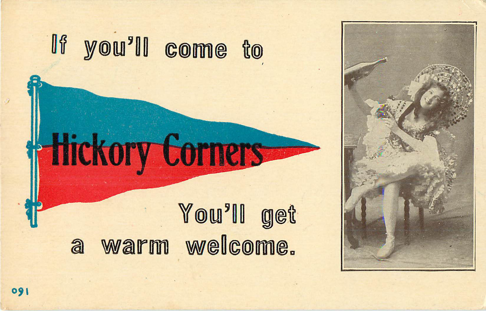 If you'll come to Hickory Corners - Pennant Postcard