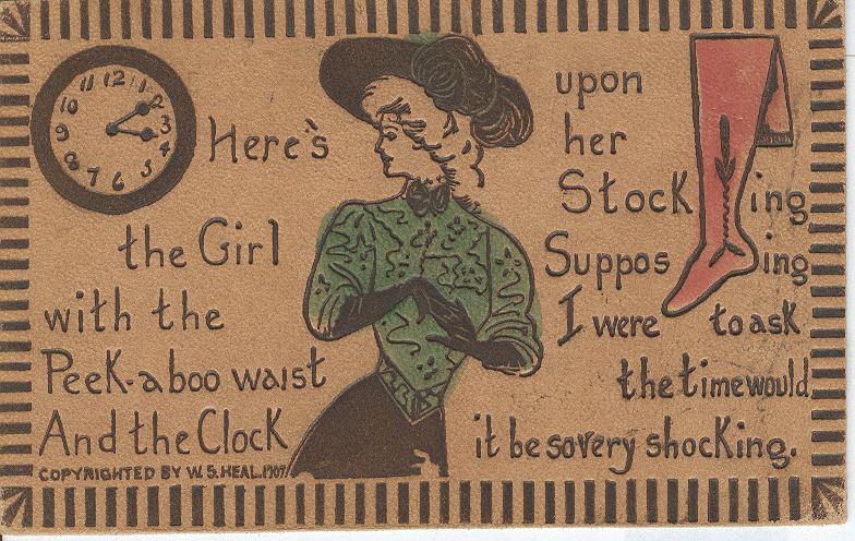Here's the Girl with the Peek-aboo waist Postmarked 1908