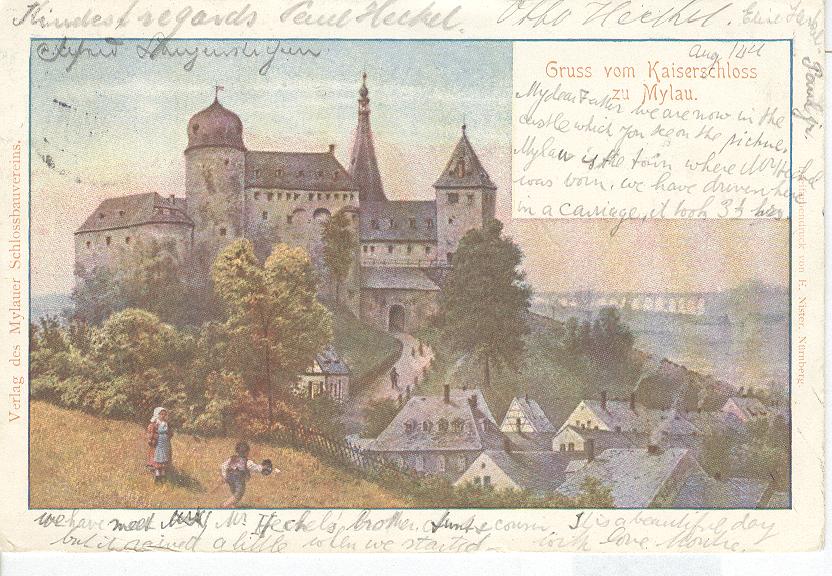 Gruss vom Kaiserschloss zu Mylau Postmarked 1900
