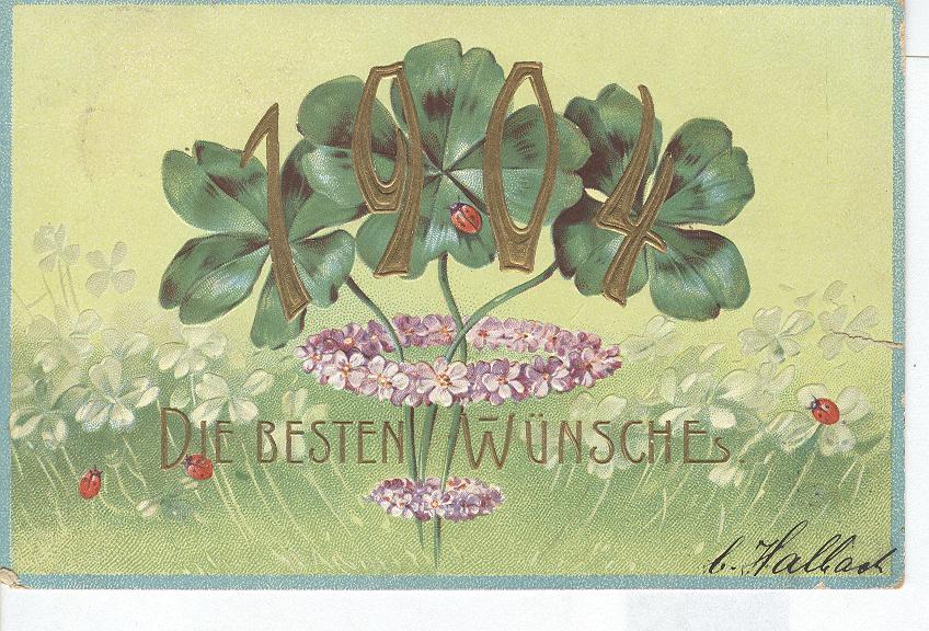 DIE BESTEN WUNSCHEs 1904 Three 4 Leaf Clovers