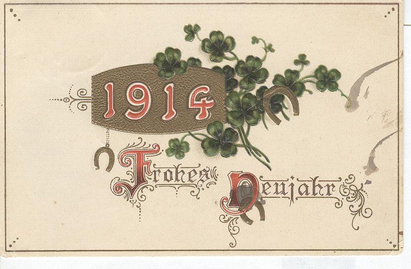 New Years Postcard - 1914 Frohes Deujahr