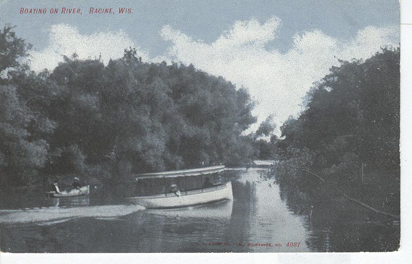 Boating on River, Racine, Wis.
